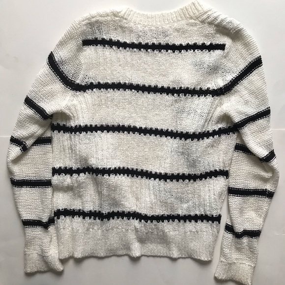 LOFT Stripe Black White Button Up Cardigan Sweater - Picture 8 of 8